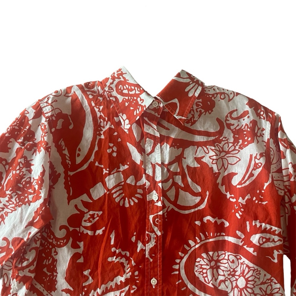 Craig Taylor Women Shirt Top Fit MIA X-Large Red White Paisley Resort Beach Boho